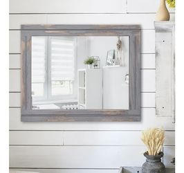 New! ✨ 20x16 Farmhouse Rustic Gray Wall Mirror 