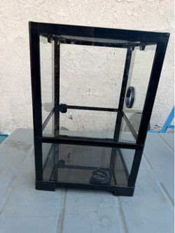 REPTI ZOO Amphibian Habitat Tank 10 Gallon, Full Vision Glass Reptile Terrarium 12" x 12" x 18", Vertical Reptile Tank with Deep Base & Top Screen Ven