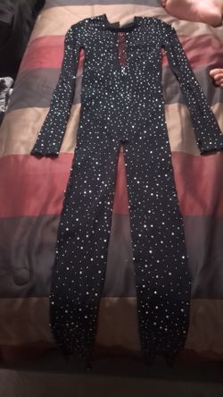 New iHeart raves Black Rhinestone Jumpsuit Long Sleeve