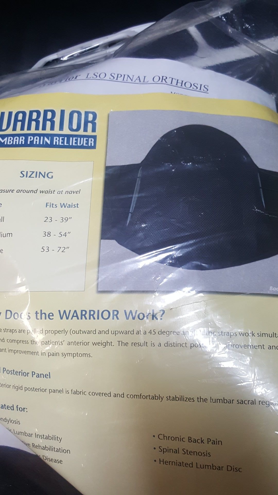 Warrior lumbar pain reliever