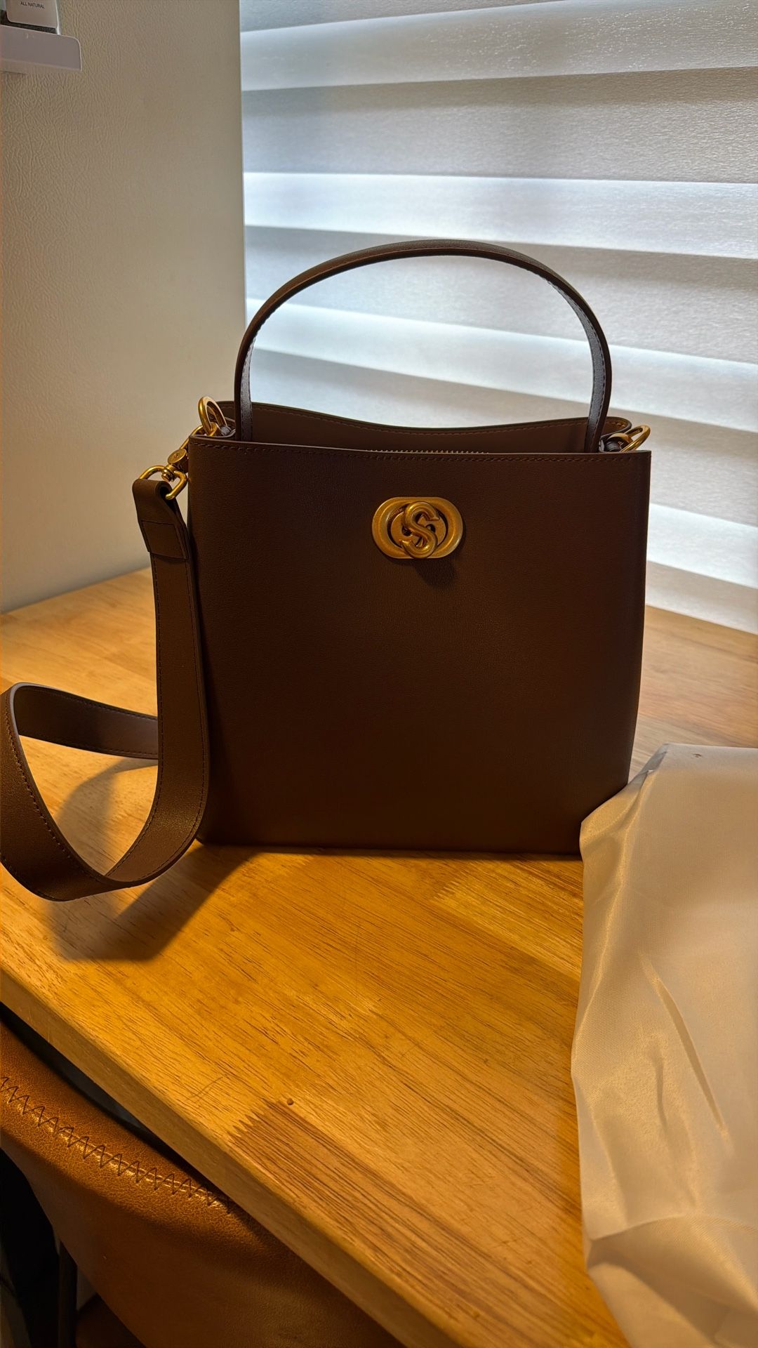 Brand New Purse SADI Genuine Leather Bucket Bags for Women, 7.5 Liters Capacity Women's Crossbody Tote Bags with Adjustable Shoulder Strap