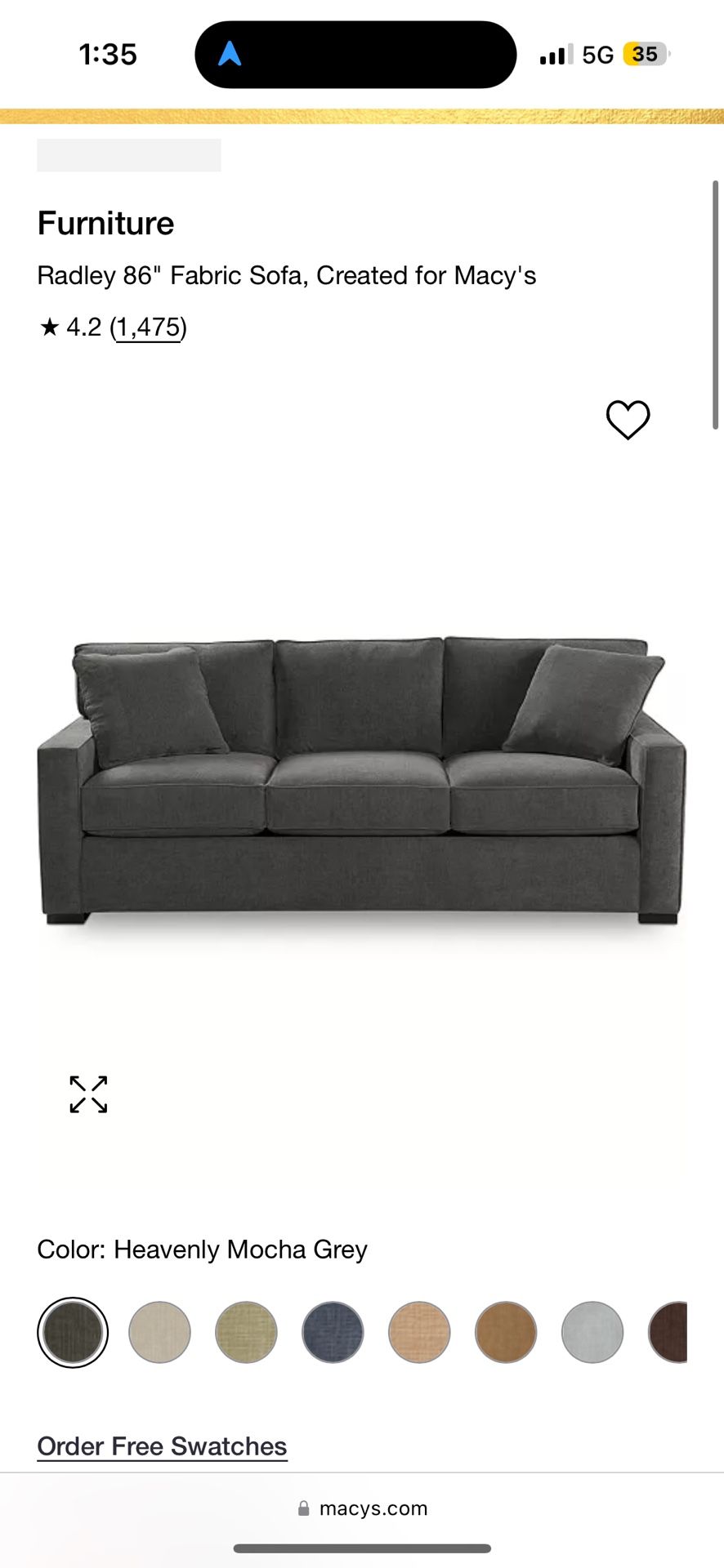 Radleys 82in Fabric Sofa