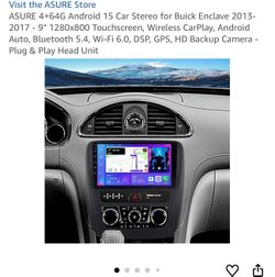 ASURE 4+64G Android 15 Car Stereo for Buick Enclave 2013-2017 - 9" 1280x800 Touchscreen, Wireless CarPlay, Android Auto, Bluetooth 5.4, Wi-Fi 6.0, DSP