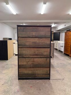 See Page for Matching Dresser - Nice Tall Brown Wood Tone 5 Drawer Dresser Chest
