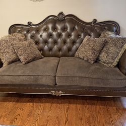 Leather and Fabric Sofa Set (3 Pieces) Purchased Last Year 