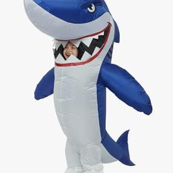 One Casa Child 7-10 Inflatable Costume Full Body Shark Air Blowup Halloween