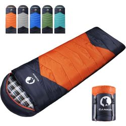 Flannel Sleeping Bag for Adults Mens Kids Sleeping Bag for Camping Backpacking Cold Warm Weather Sleeping Bag with Compression Sack