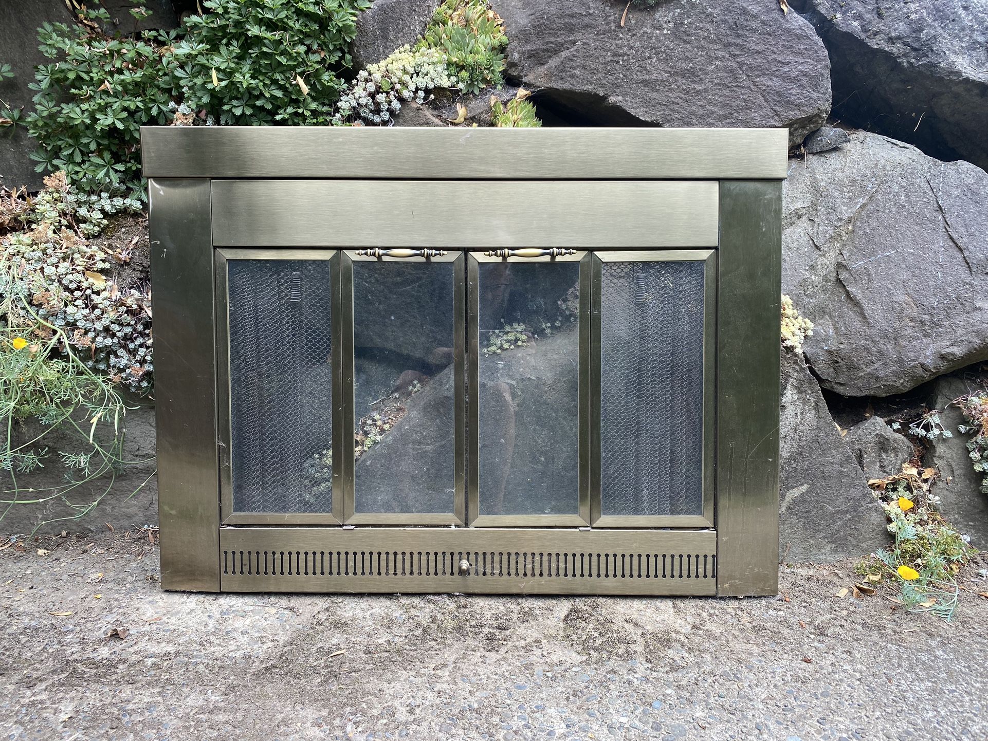 Fireplace Screen With Glass Doors