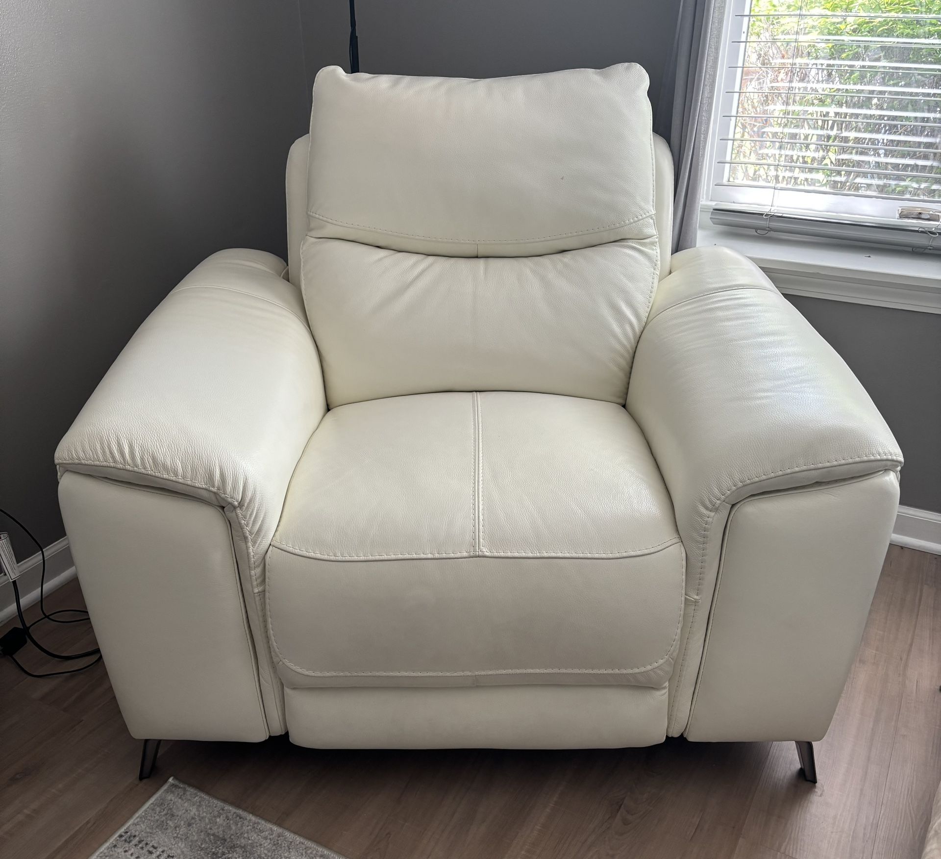 Beige Leather Recliner Chair