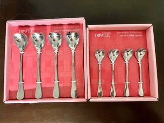Heart-Shaped Ice Cream and Coffee Spoon Sets (NIB!)
