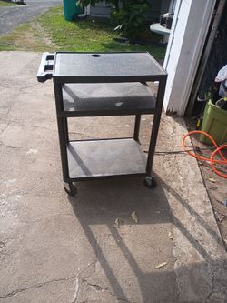Black 3-Shelf AV Cart on Wheels