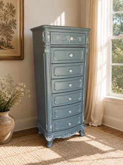 Tall dresser lingerie chest teal blue