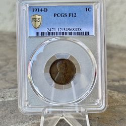 1914-D Lincoln Wheat Cent PCGS F12 Graded Coin