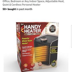 Handy Heater Instant Heat - Copper Infused Ceramic Technology Space Heater, 1200 Watts, Portable Heater for Office, Bedroom or Any Indoor Space, Adjus