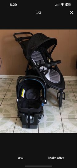 LIKE NEW GRACO JOGGING TRAVEL SYSTEM STROLLER CAR SEAT AND BASSINET 3 IN 1