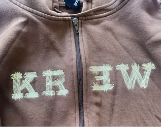 KREW Brown Zip Hoodie with Pockets. Size L. Very Good Condition!