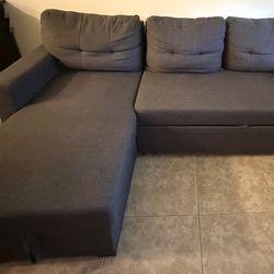 Sleeper Sectional,3 Seat With Storage (Dark Gray)