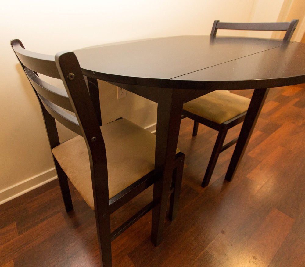 Espresso solid wood kitchen table and chairs
