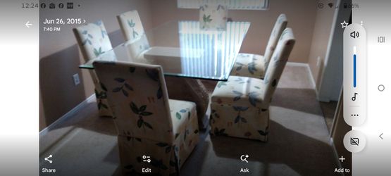 Dining Table Set, Big 84×48, Glass 6 Dressed Chairs
