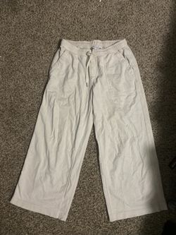 Athleta White Wide-Leg Cropped Pants