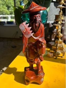 Vintage Hand Carved Wooden Chinese Statue