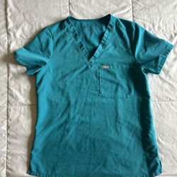 Women’s Size Small Teal Figs Scrub Top