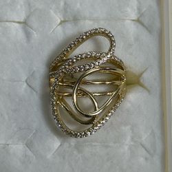 Gold plated ring 14k with small gems for women