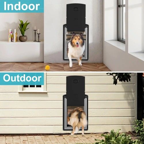 Cat Door for Exterior Wall, Metal Frame and Telescopic Tunnel Pet