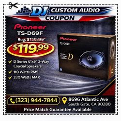 Pioneer D Series Car Speakers 1-Set 6x9" 2-Way Coaxial Speaker System 330 Watts TS-D69F 🚨 Payment Options Available 🚨 No Credit Needed 🚨 