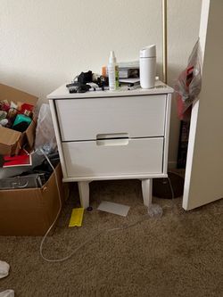 White 2-Drawer Nightstand with Legs