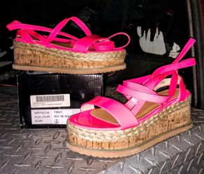 Womens Flatform Summer Wedge Sandals Espadrilles Leg Lace Tie Up Neon
