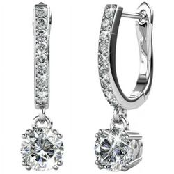 18k White Gold Plated Drop Dangle Earrings with Swarovski Crystals