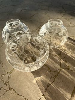 Set of Decorative Etched Lamp Shades