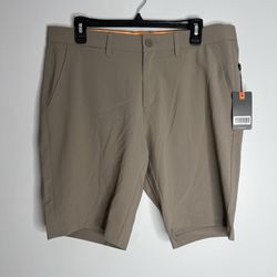 Macade Golf Four Way Stretch Shorts Mens 34 Slim Fit Beige Tan NWT