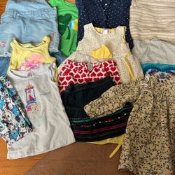 Lot Of 14pcs Toddler Girl Size 4T-5T Summer Clothes T-shirts Dress Shorts