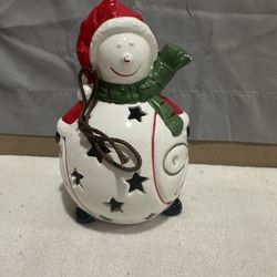 Christmas Light Up Snowman Candle