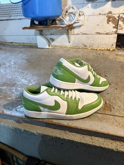 Green And White Jordan’s.