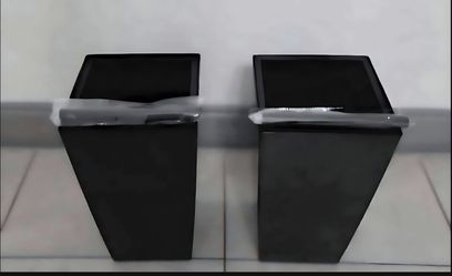 *** NEW LOW PRICE *** PAIR of 16" Square Black/White Resin Planters with Irrigation (2 for $40) @ Lasting  Creations