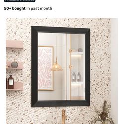 SMIROR Matte Black Bathroom Mirror for Over Sink 24x 28 inch, Metal Thick Frame Rectangle Vanity Mirror