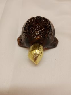 BROWN TURTLE COLOGNE BOTTLE,  GLASS