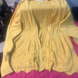 Yellow Knitted Cardigan Size Medium 