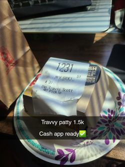 Travis scott burger and receipt