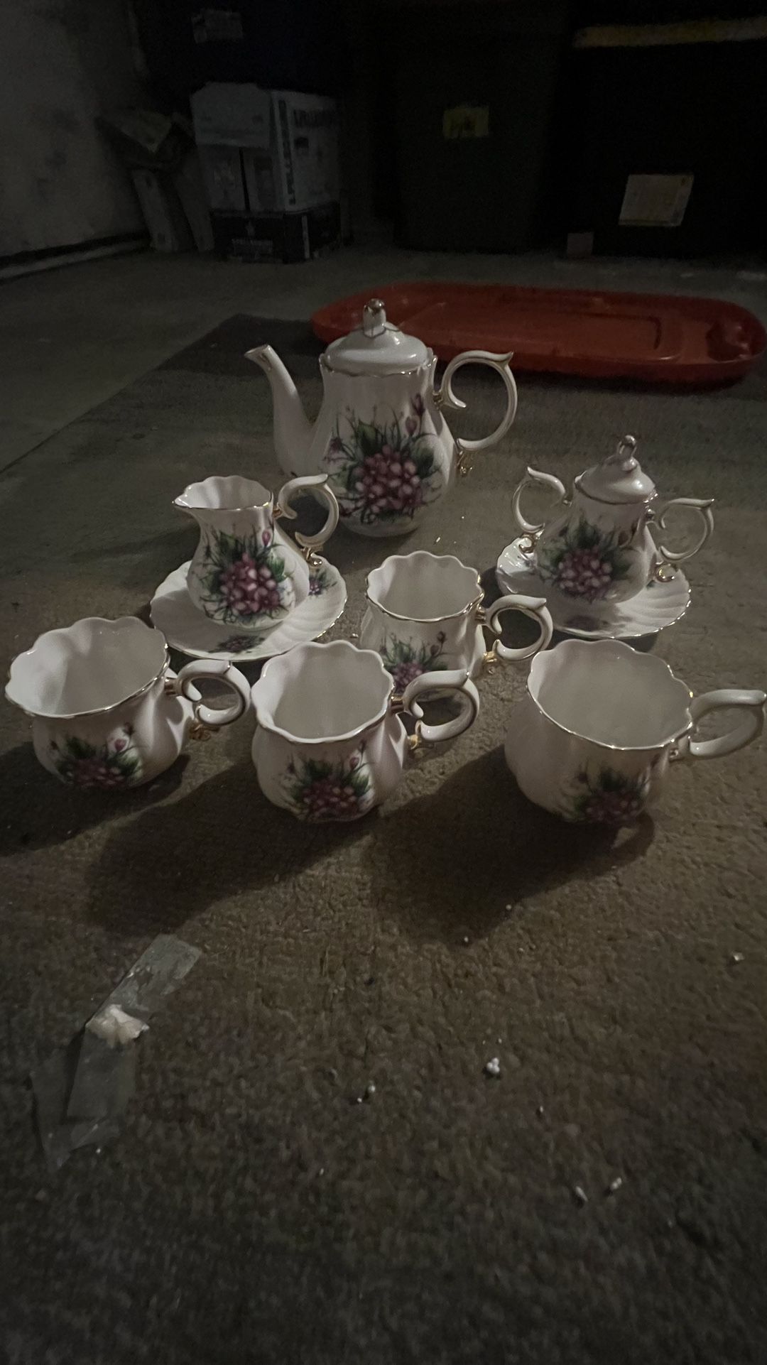 antique porcelain tea party set