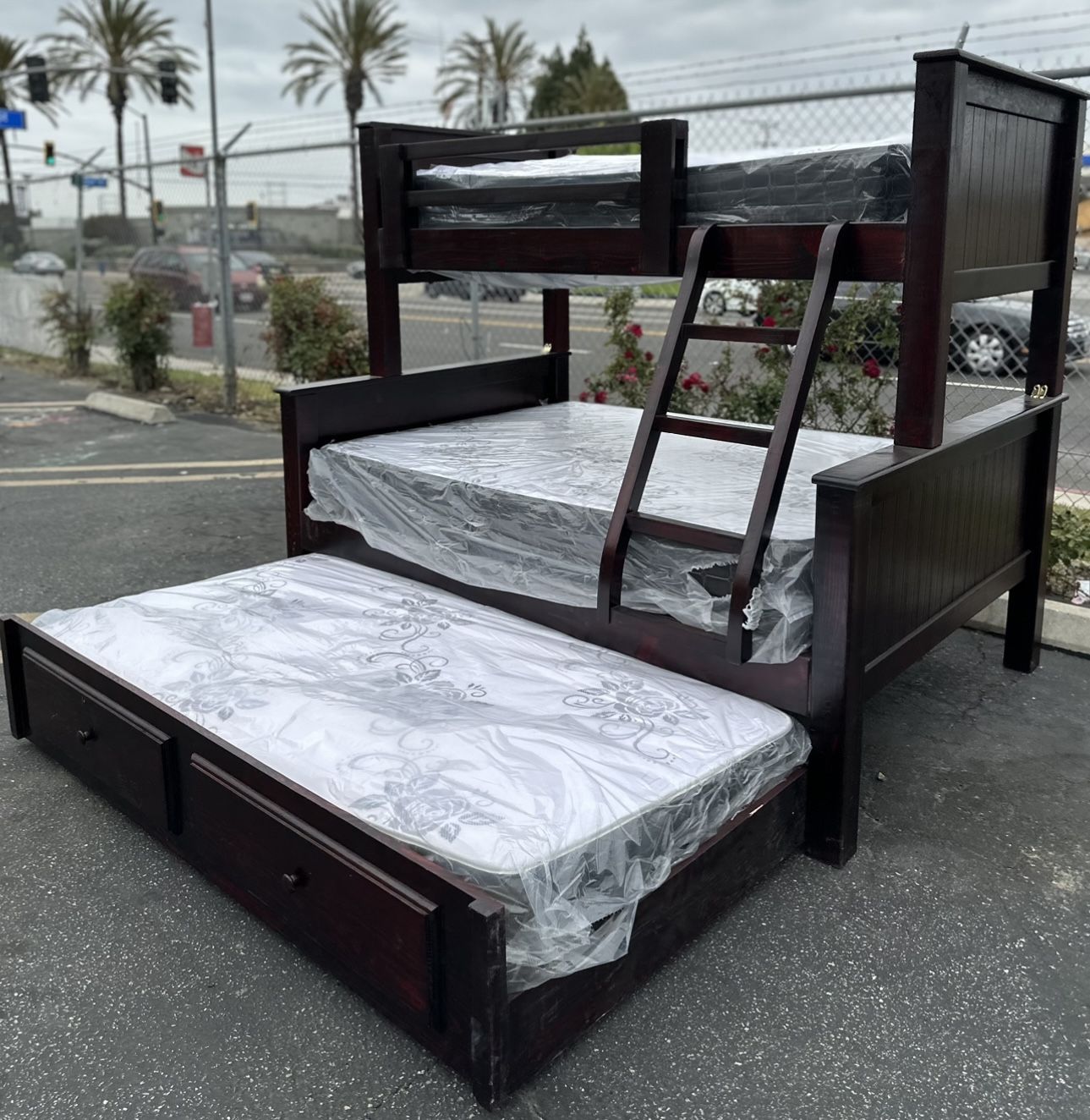 Bunk Bed Litera Twin Full Full trundle With Mattress Included