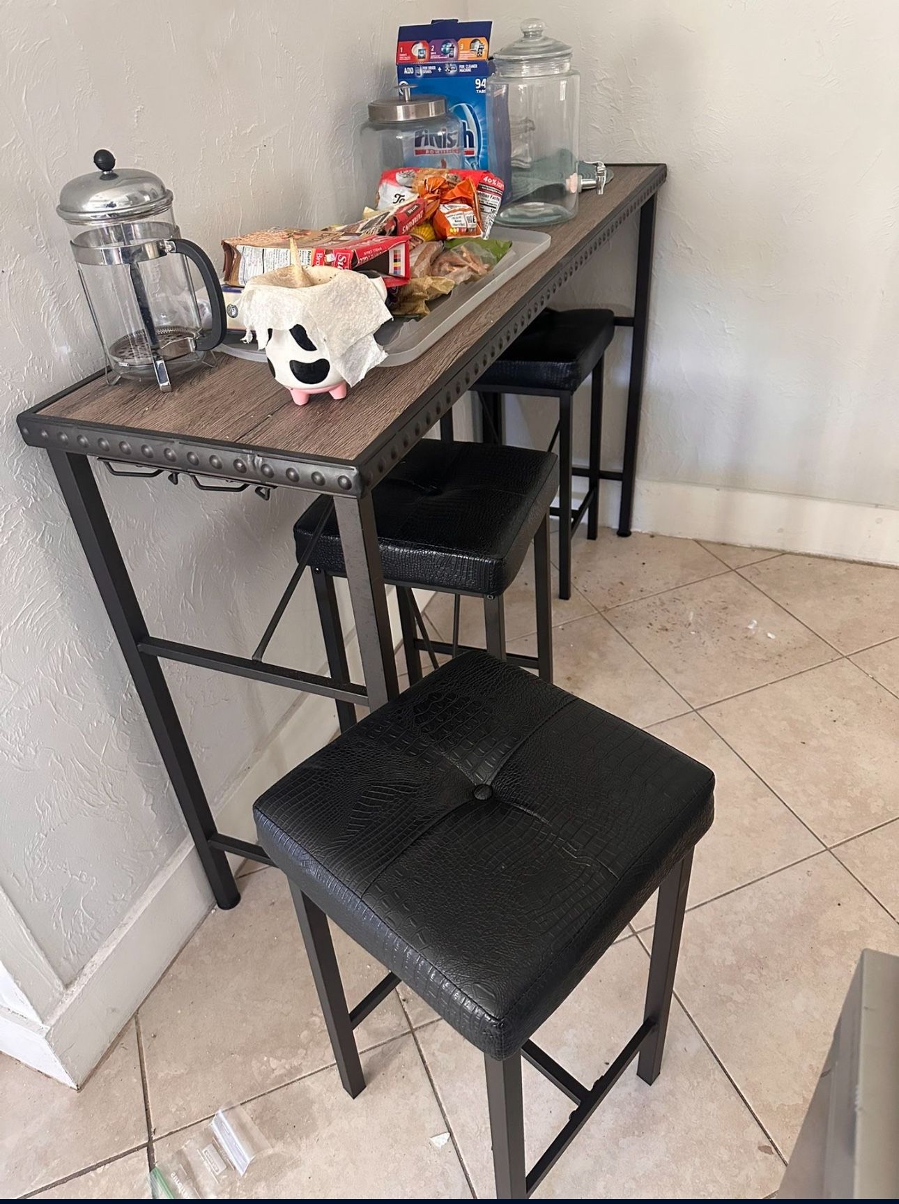 Bar Table With 3 Stools