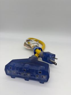 3-Outlet Power Tap Extension Adapter Yellow Cord Used