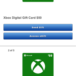 Xbox $50 eGift Card [Digital] 45.00$/ea Qty 5