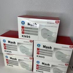 5 Boxes Disposable Face Mask KN95 White Non Medical Mask