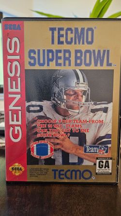 Sega Genesis Tecmo Super Bowl, case and game