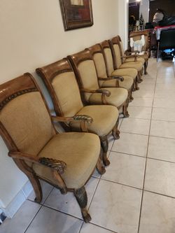 8 wooden chairs